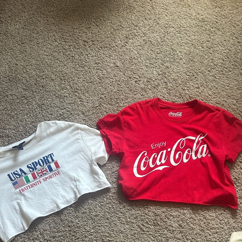 Coca Cola Red Short Sleeve and White Crop top Set